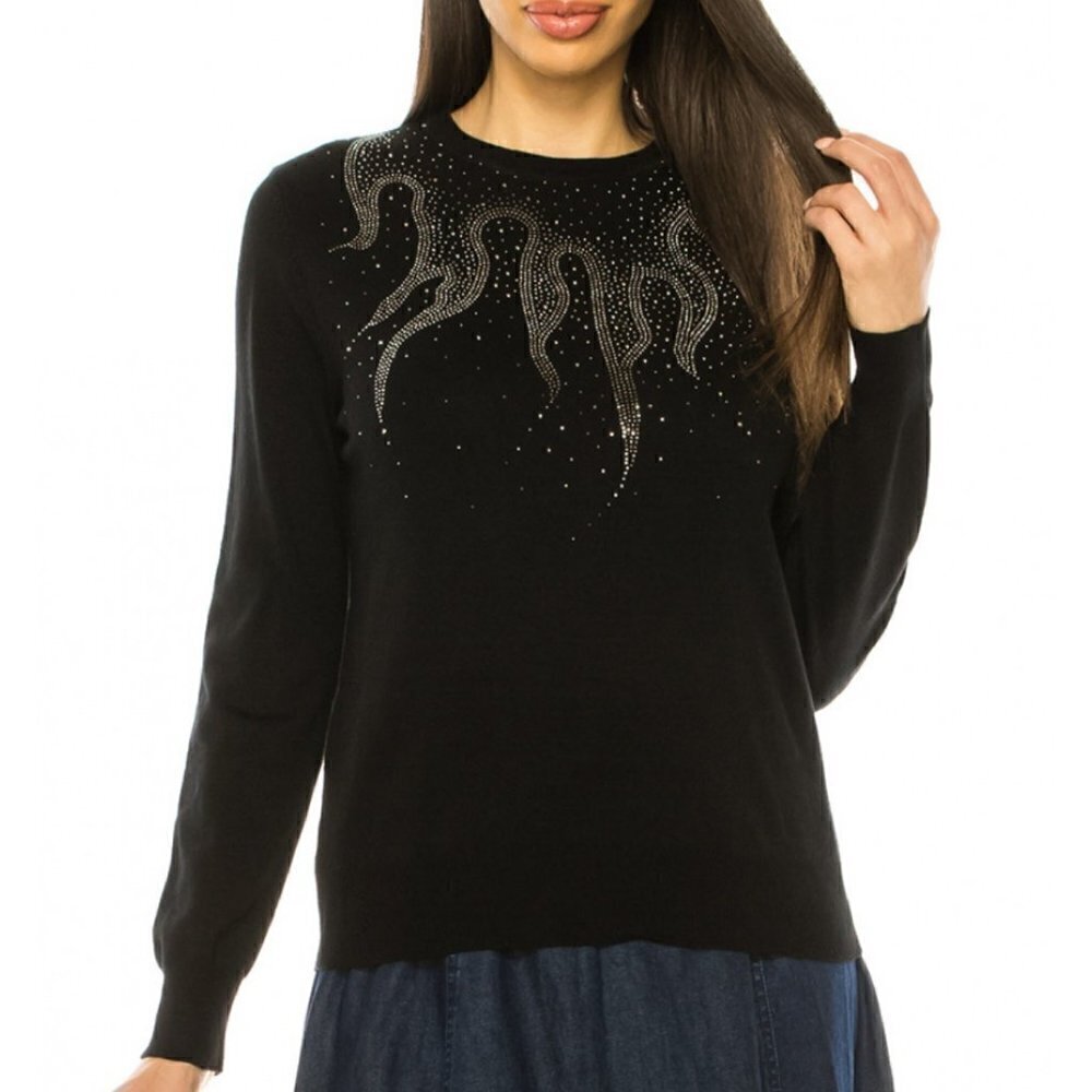 YAL New York Black Embellished Sweater Plus Size 2X